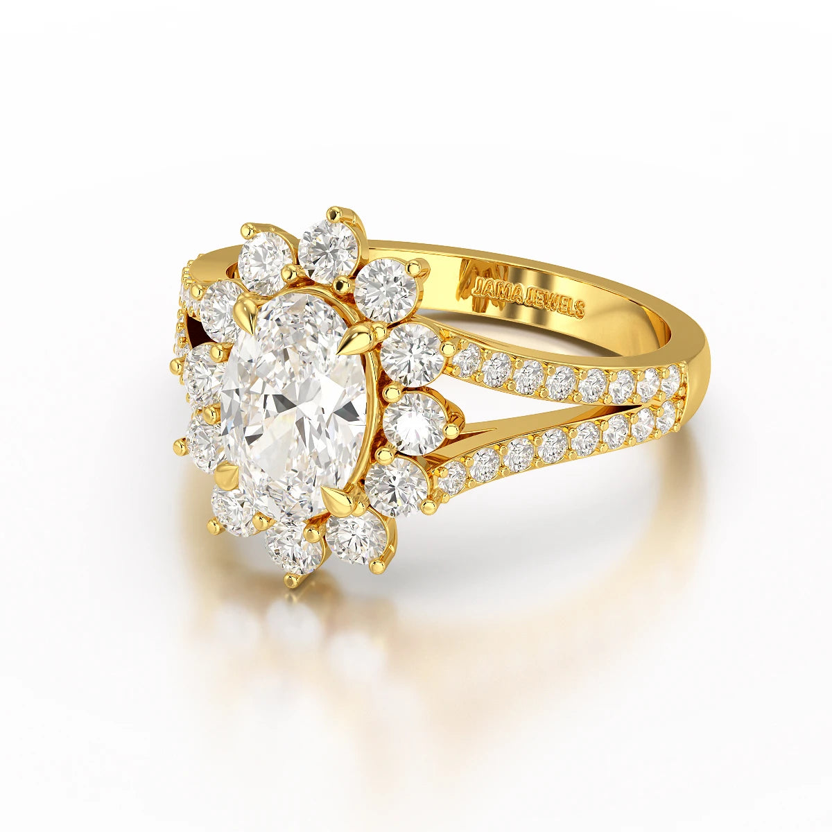 1.94 CT Oval Cut Halo Lab Diamond Ring