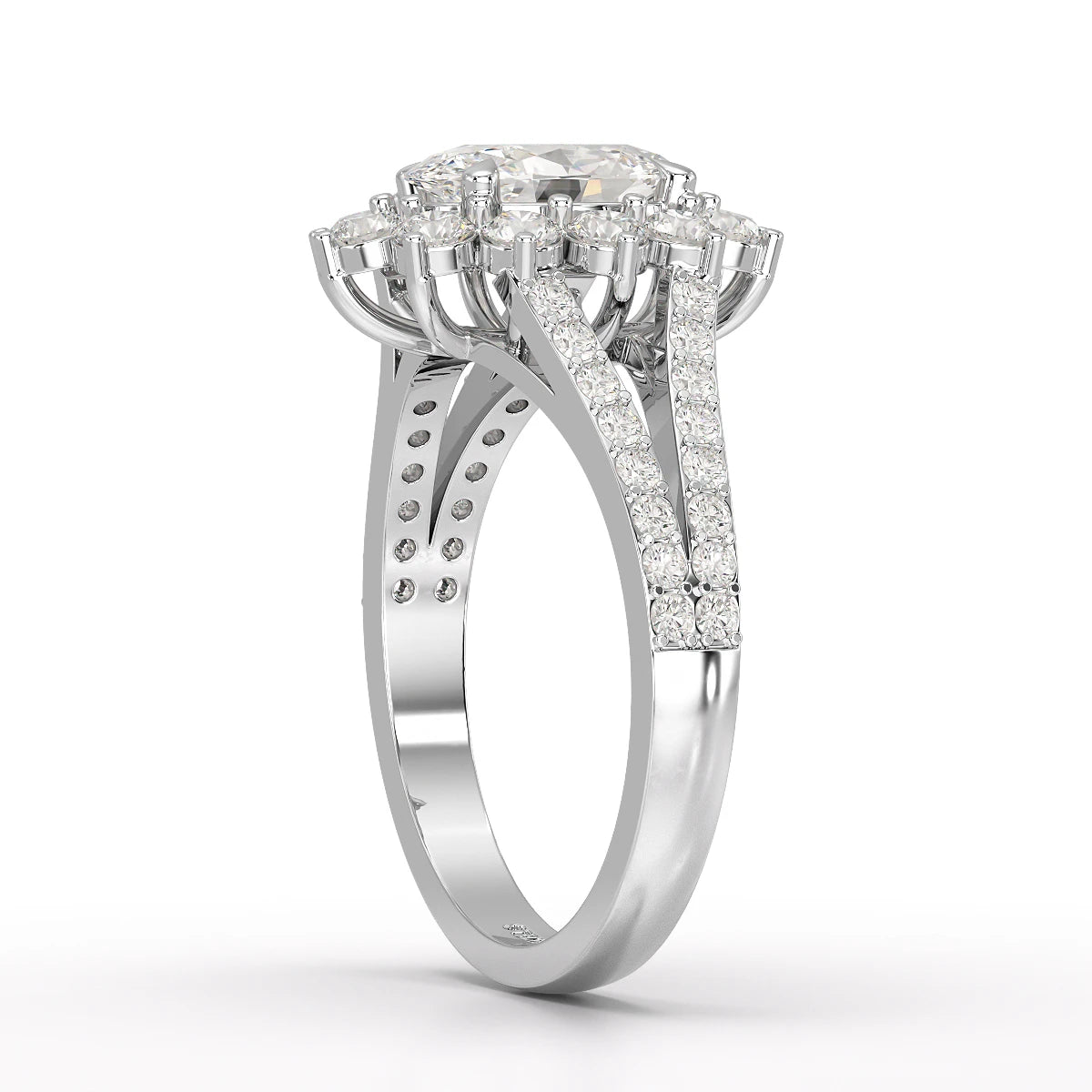 1.94 CT Oval Cut Halo Lab Diamond Ring