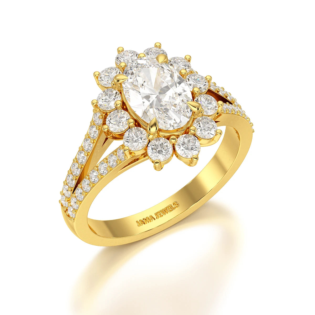 1.94 CT Oval Cut Halo Lab Diamond Ring