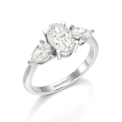 2.1 CT Oval Cut Three Stone Lab Diamond Ring