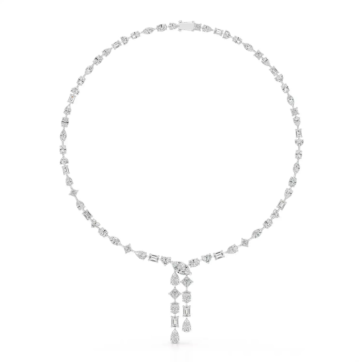 33.14 CT Lab Diamond Heart Cut Marquise Necklace