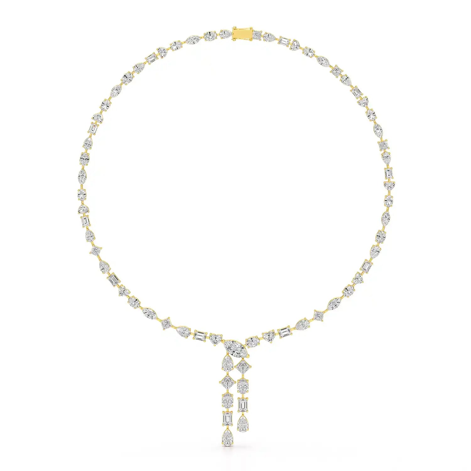 33.14 CT Lab Diamond Heart Cut Marquise Necklace