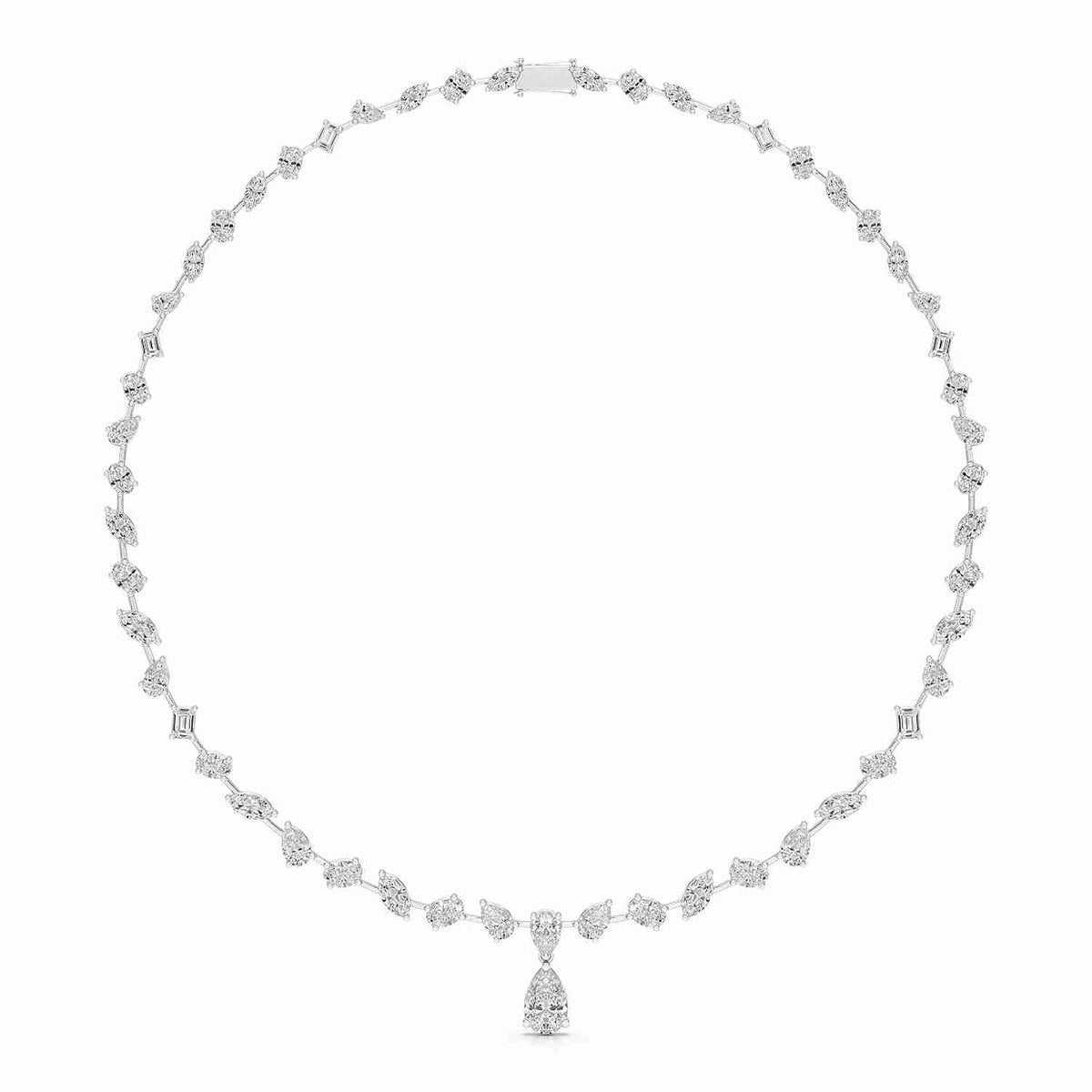 20.83 CT Lab Diamond Pear Cut Emerald Necklace