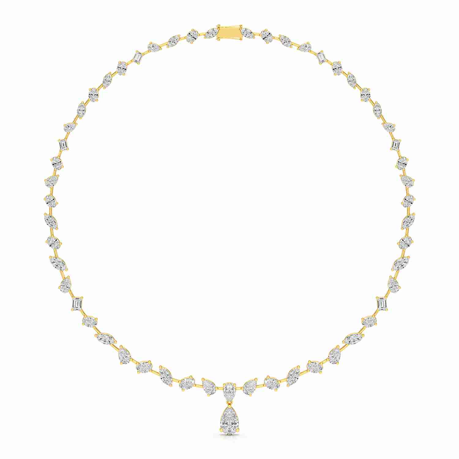 20.83 CT Lab Diamond Pear Cut Emerald Necklace