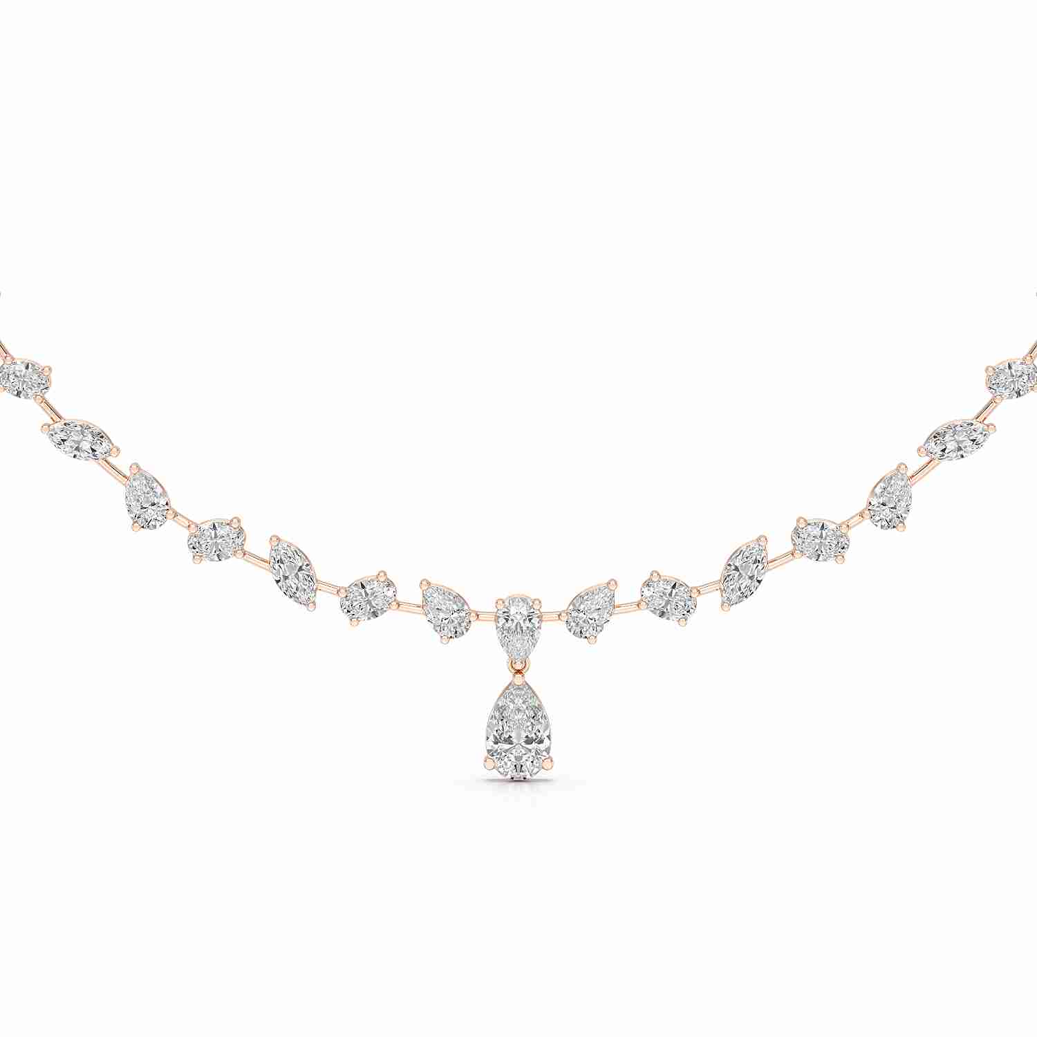 20.83 CT Lab Diamond Pear Cut Emerald Necklace