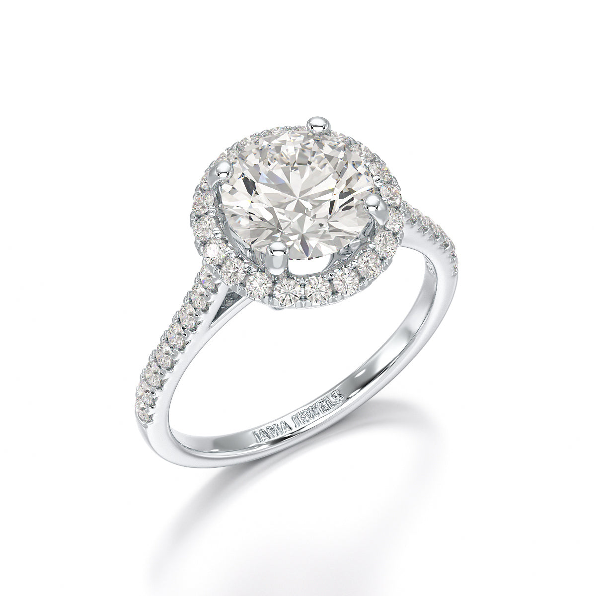 Halo Lab Grown Diamond 2.60 Carat Wedding Ring - Jama Jewels 