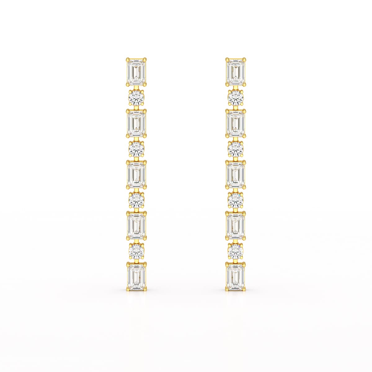 8.27 CT Lab Diamond Emerald Cut Dangle Drop Earring