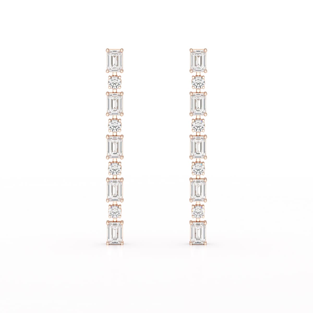 8.27 CT Lab Diamond Emerald Cut Dangle Drop Earring