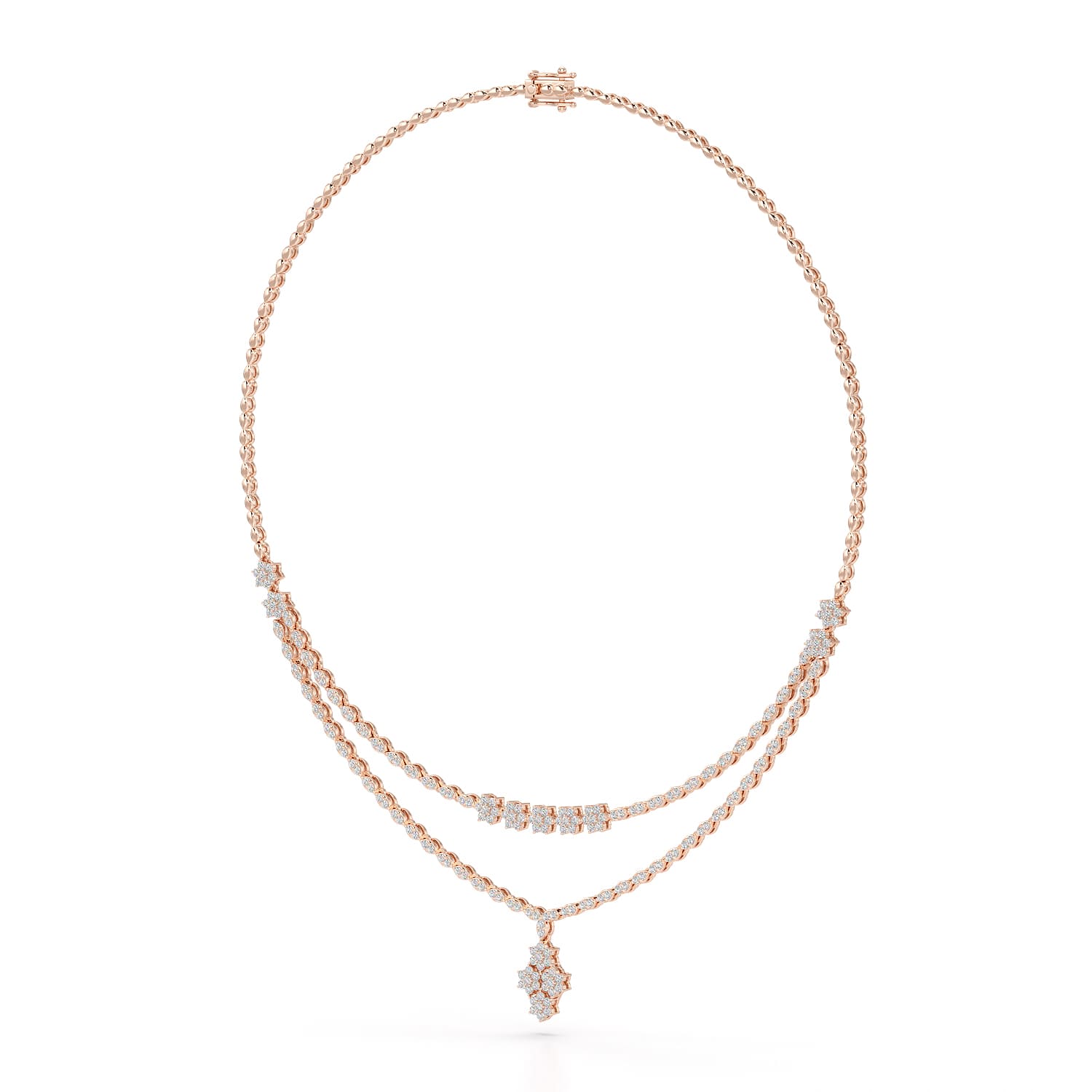 Lab Diamond 2.9 CT Two Layered Necklace