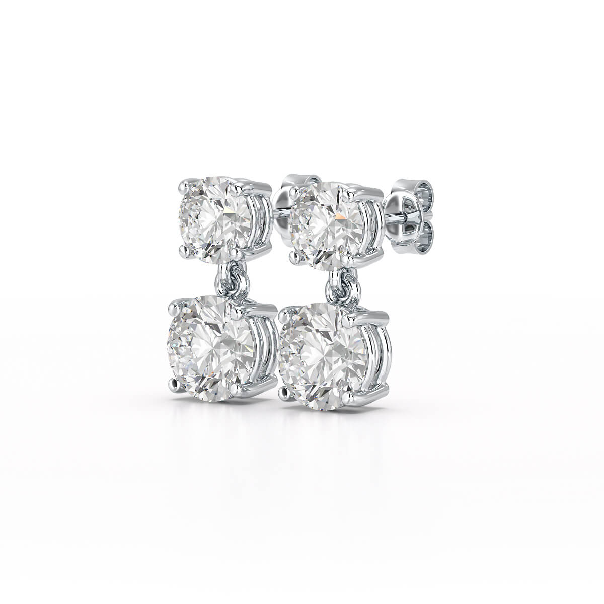 Simple Round Cut 6.34 CT Lab Diamond Drop Earring