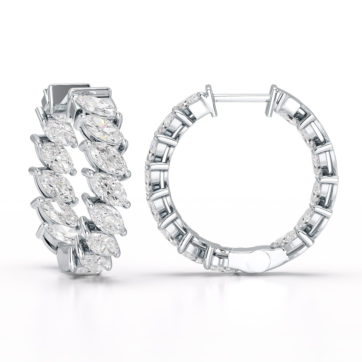 3.4 CT Marquise Cut Lab Diamond Hoop Earrings