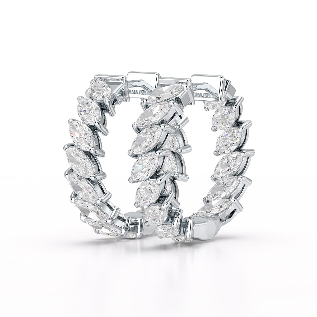 3.4 CT Marquise Cut Lab Diamond Hoop Earrings