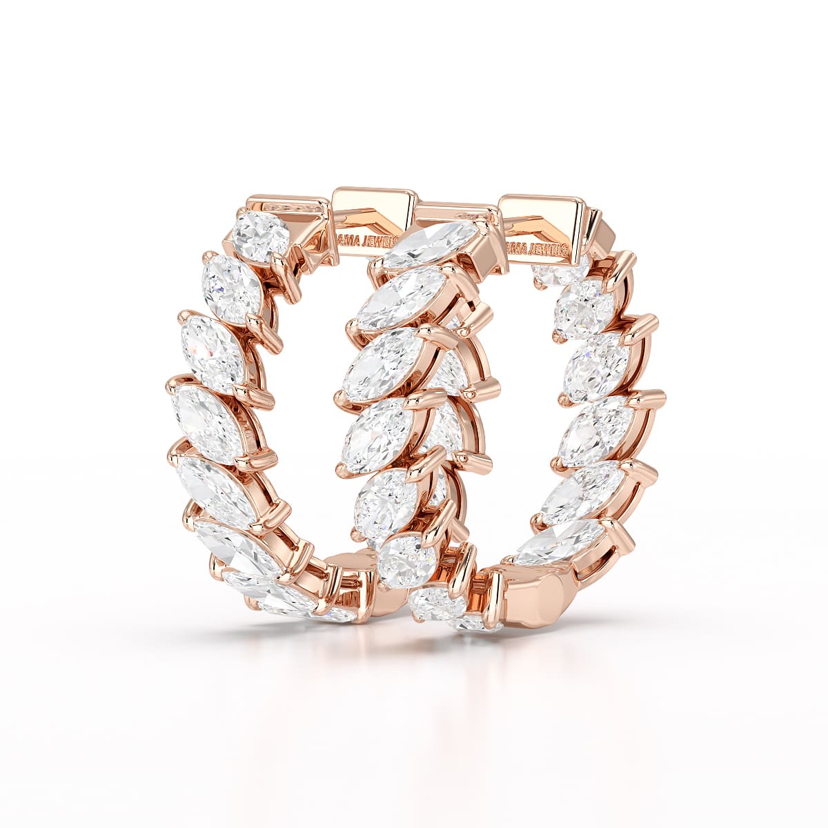 3.4 CT Marquise Cut Lab Diamond Hoop Earrings