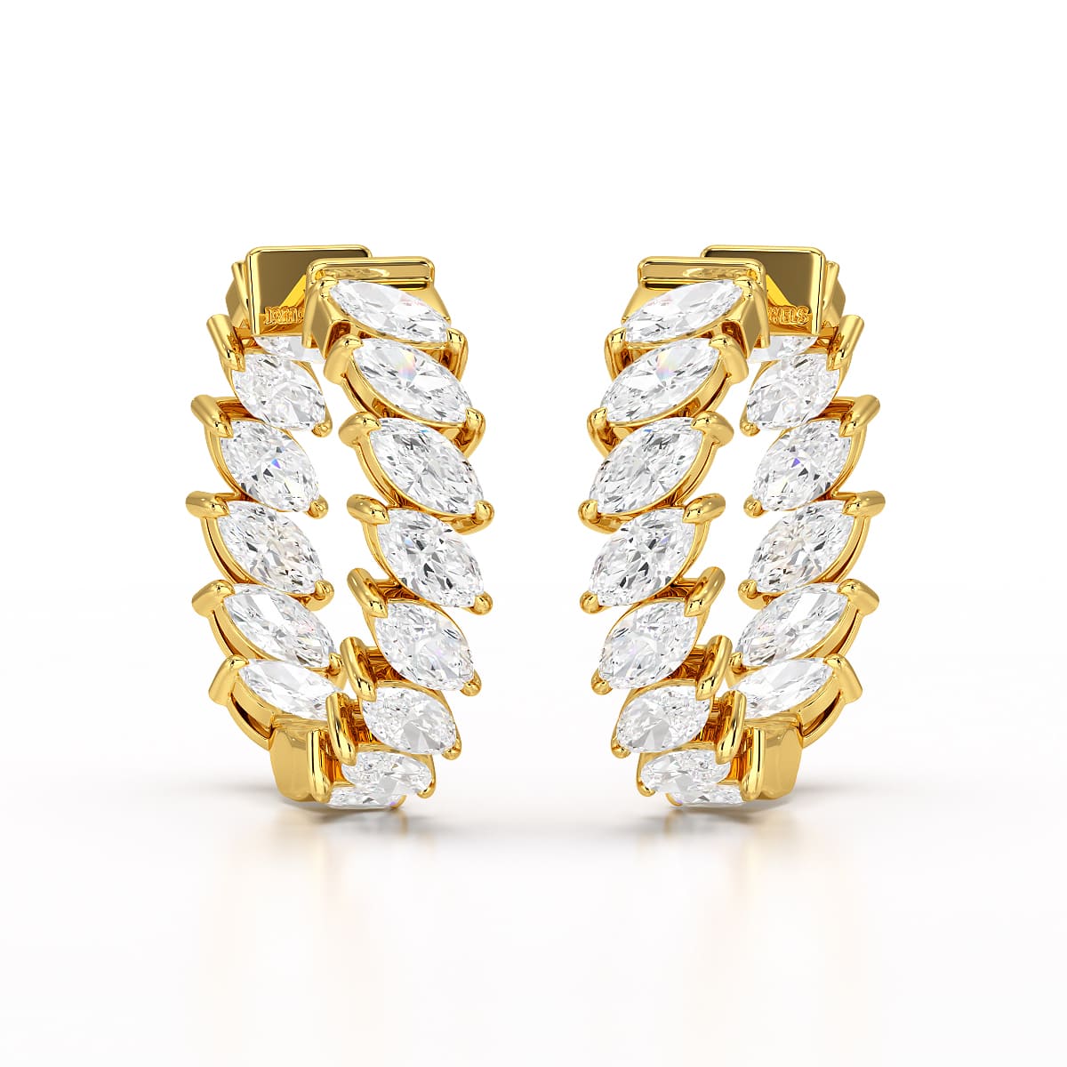 3.4 CT Marquise Cut Lab Diamond Hoop Earrings