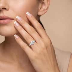 2.10 CT Oval & Pear Three Stone Diamond Ring