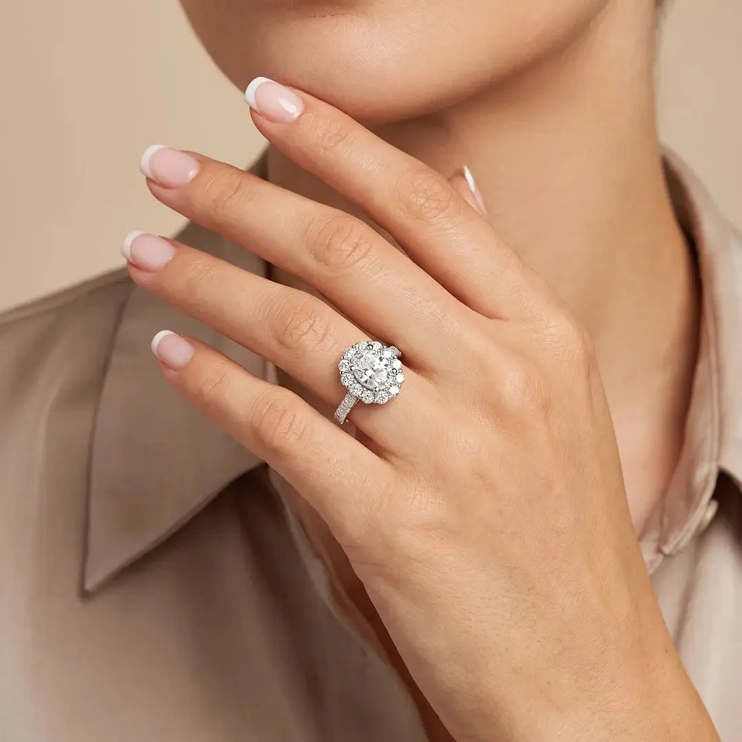 4.00 CT Oval Halo Diamond Ring