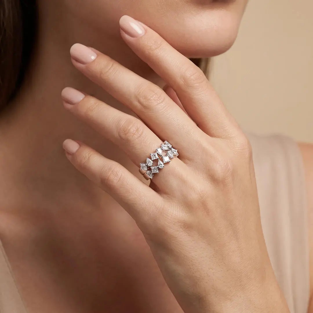 1.40 CT Princess & Pear Two Layer Diamond Ring