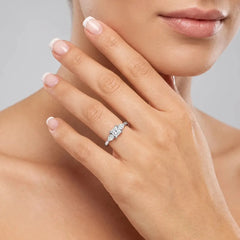 0.90 CT Princess & Pear Three Stone Diamond Ring