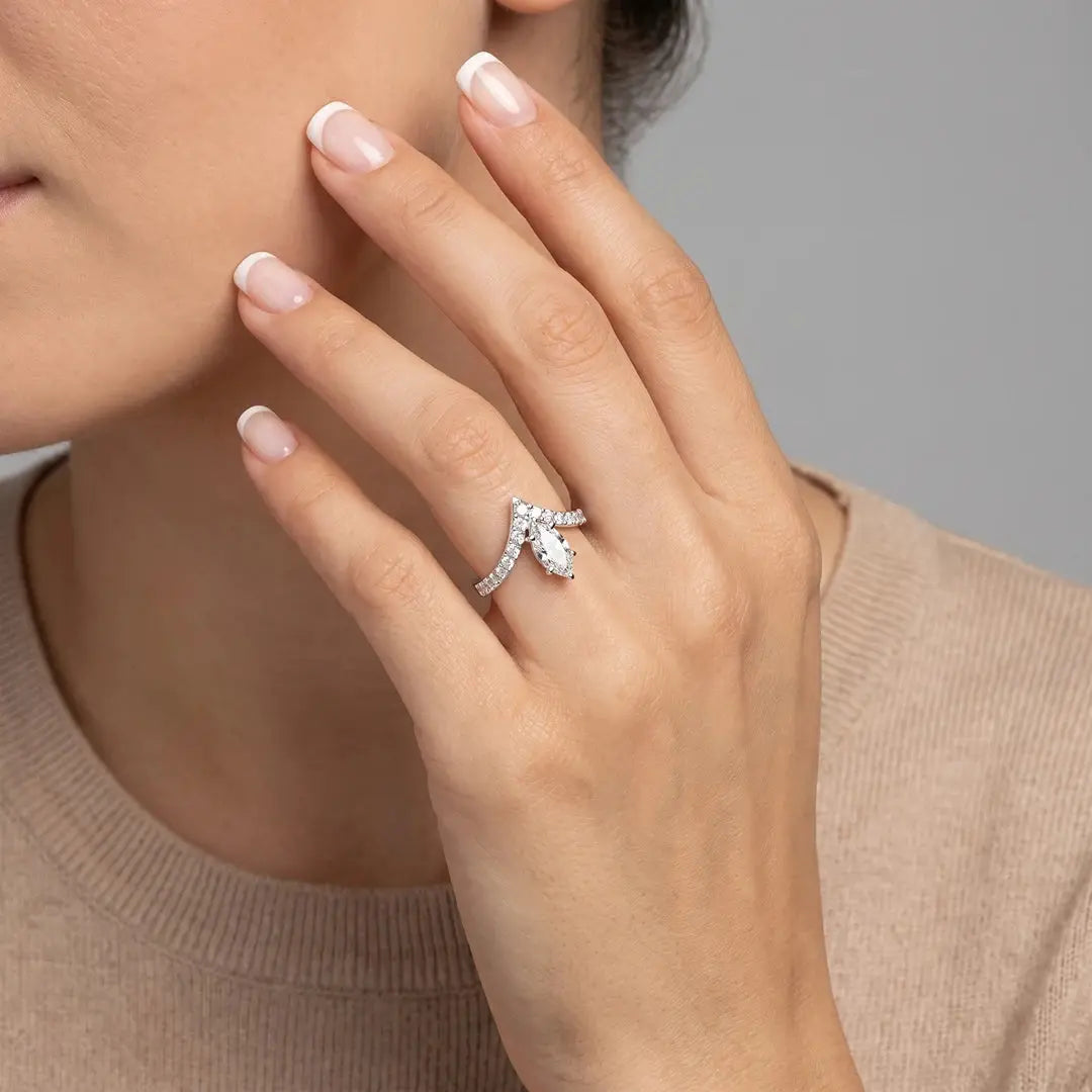 1.66 CT Marquise Chevron Diamond Ring