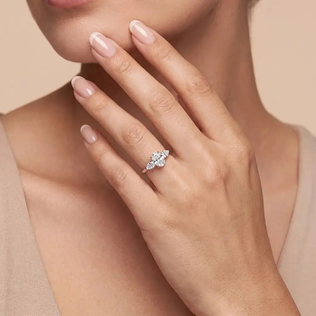 1.3 CT Three Stone Lab Diamond Ring Lifestyle Image