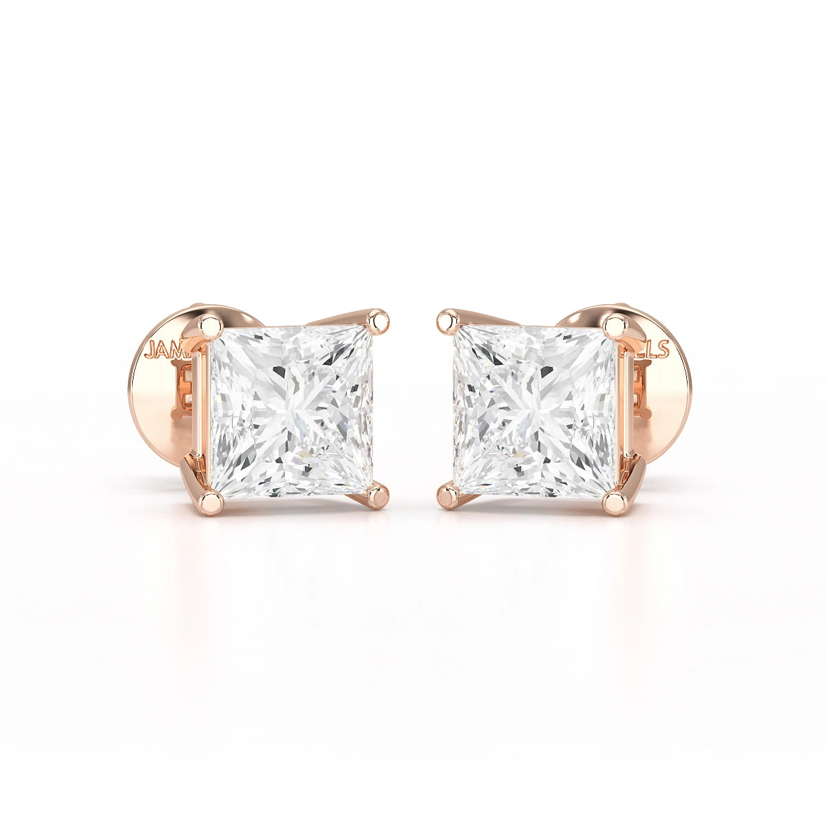 Single Princess Cut Lab Diamond Stud Earrings