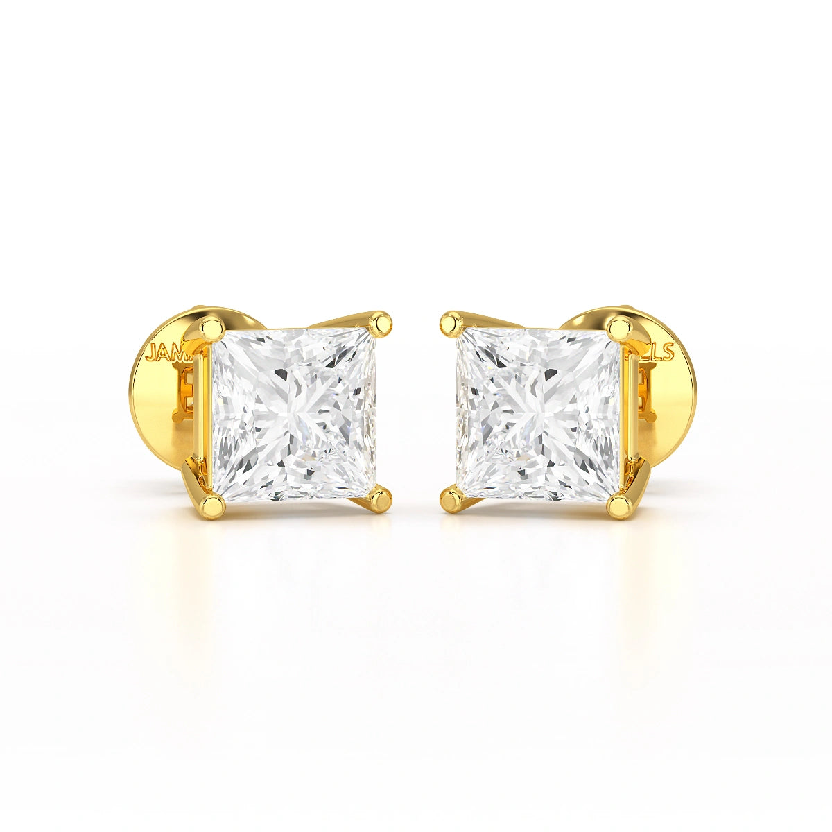 Single Princess Cut Lab Diamond Stud Earrings