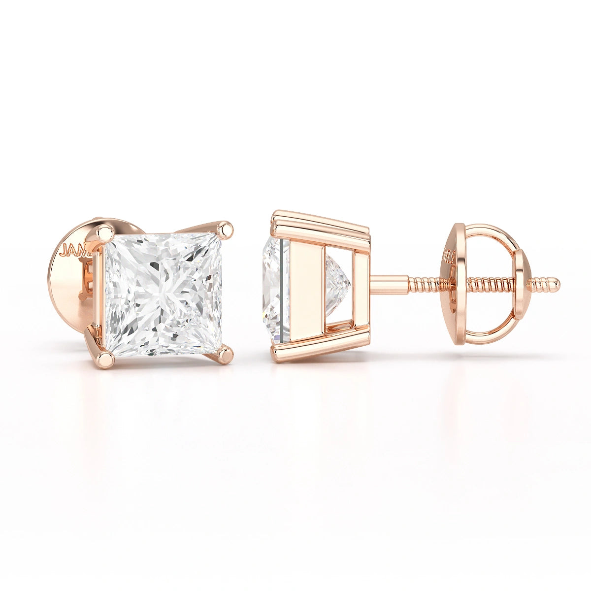 Single Princess Cut Lab Diamond Stud Earrings