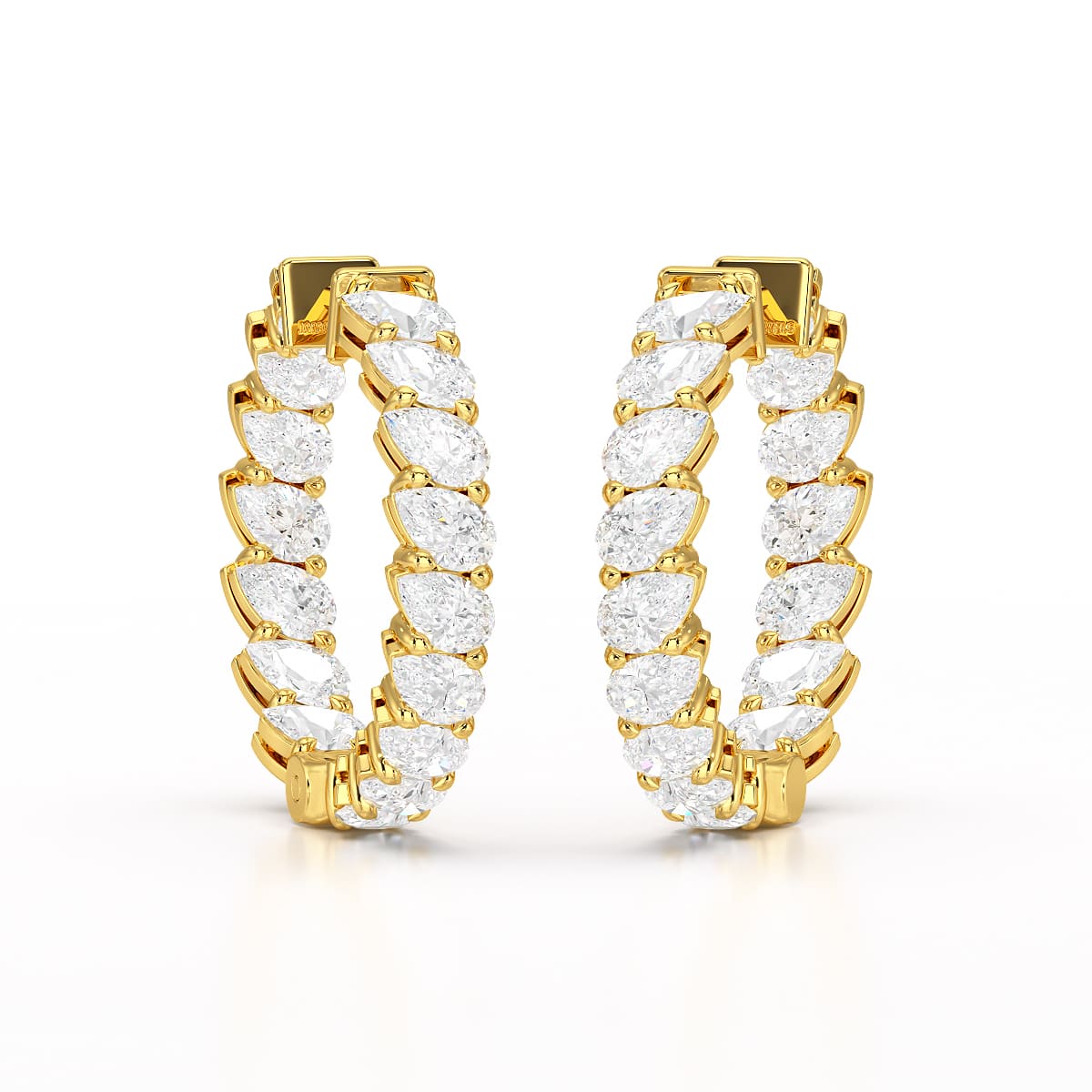4.9 CT Pear Cut Lab Diamond Hoop Earrings