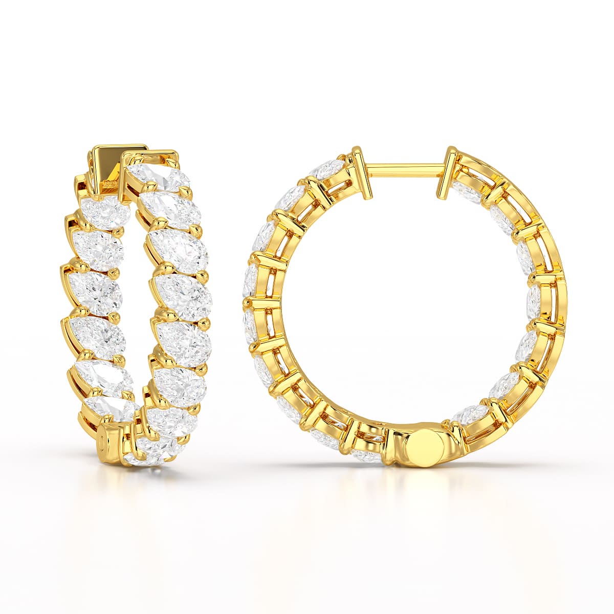 4.9 CT Pear Cut Lab Diamond Hoop Earrings