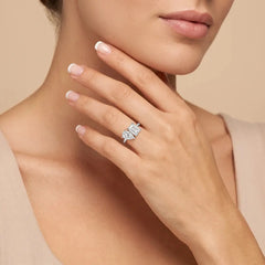 4.80 CT Emerald & Pear Two Stone Diamond Ring