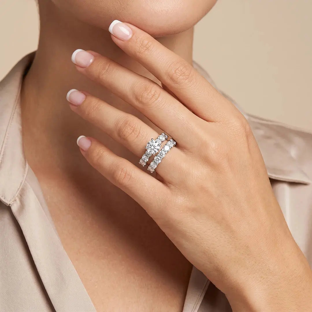 4.82 CT Round Cut Lab Diamond Twin Ring