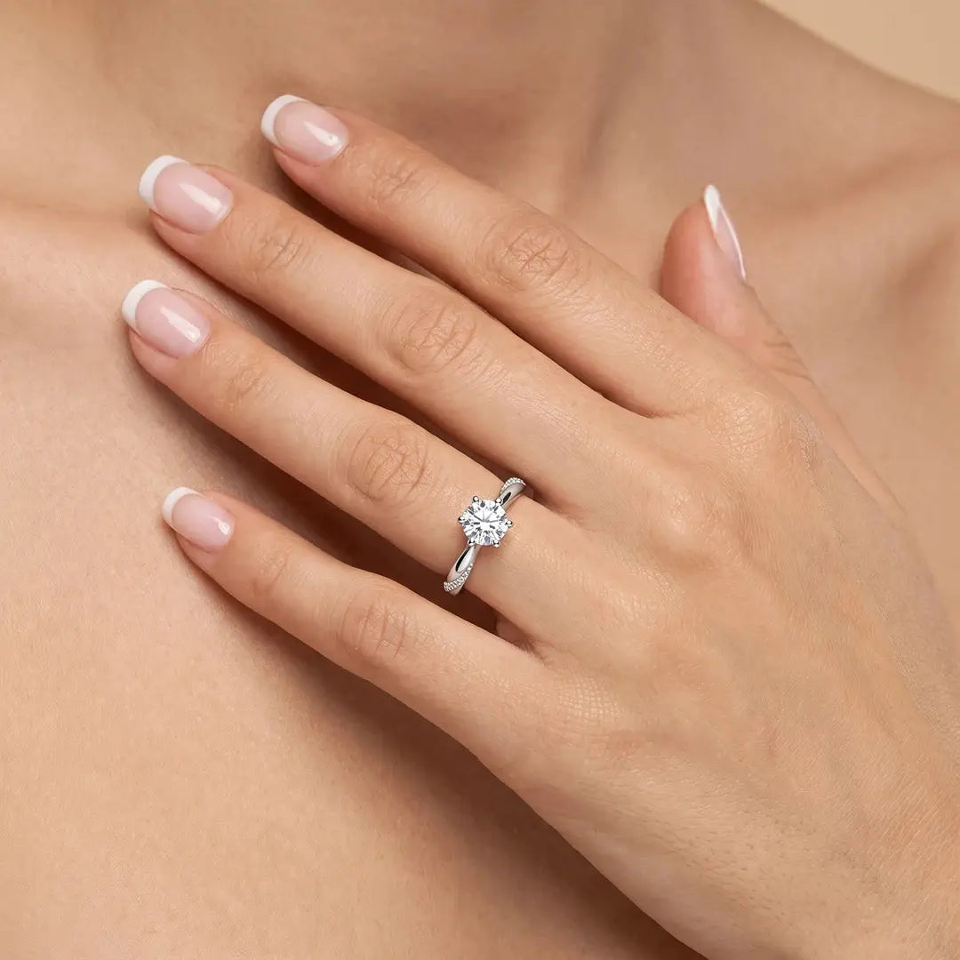 1.16 CT Round Solitaire Pavé Diamond Ring