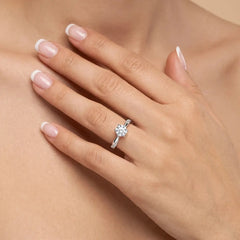 1.16 CT Round Solitaire Pavé Diamond Ring