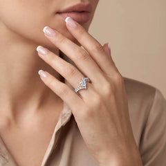 1.57 CT Heart Curved Pavé Diamond Ring