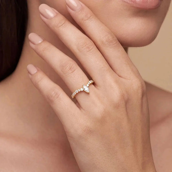 0.44 CT Marquise Half Eternity Diamond Ring