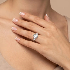 2.80 CT Round & Taper Three Stone Diamond Ring