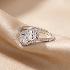 0.95 CT Pear Bypass Pavé Diamond Ring
