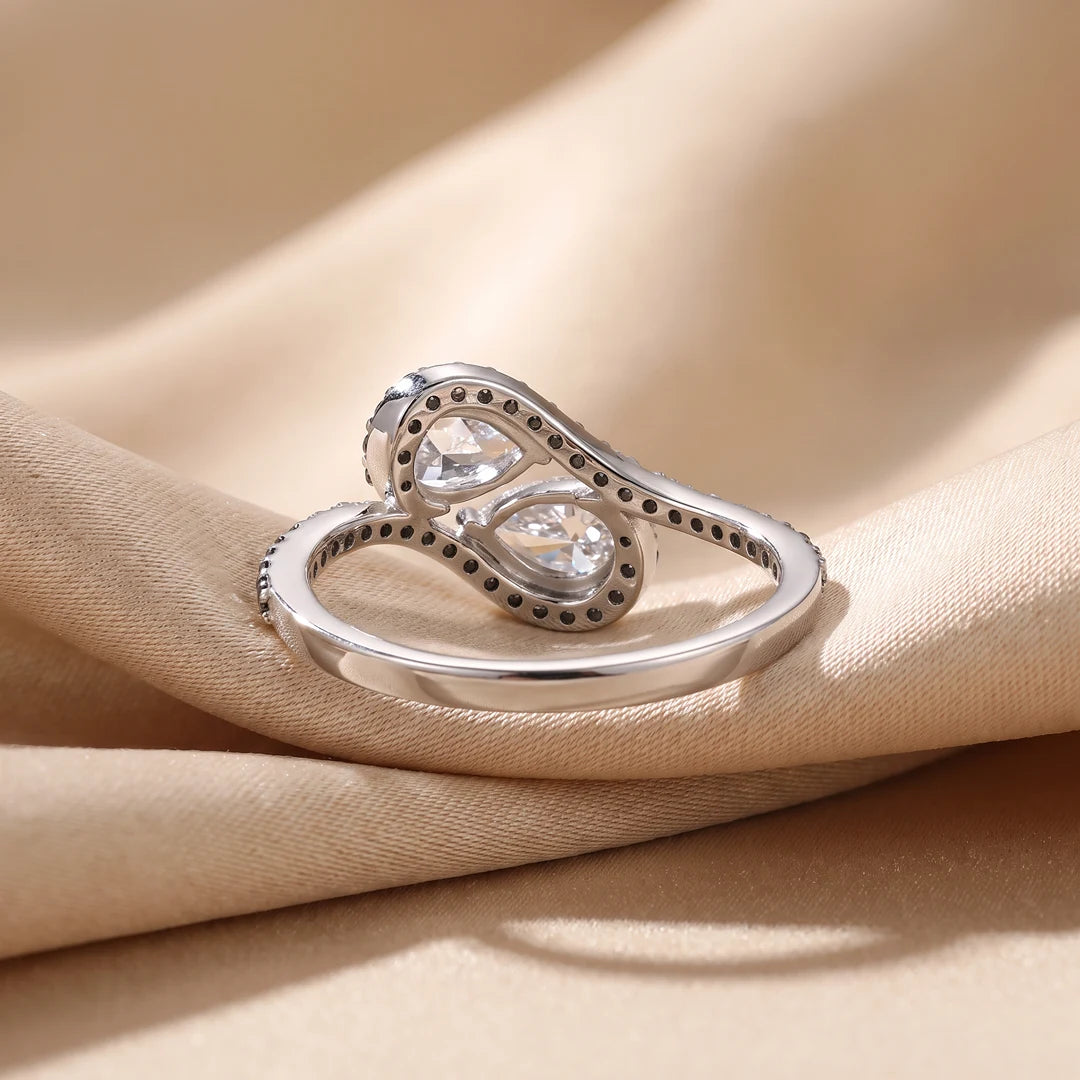 0.95 CT Pear Bypass Pavé Diamond Ring