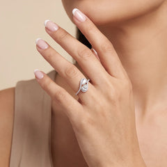 0.95 CT Pear Bypass Pavé Diamond Ring