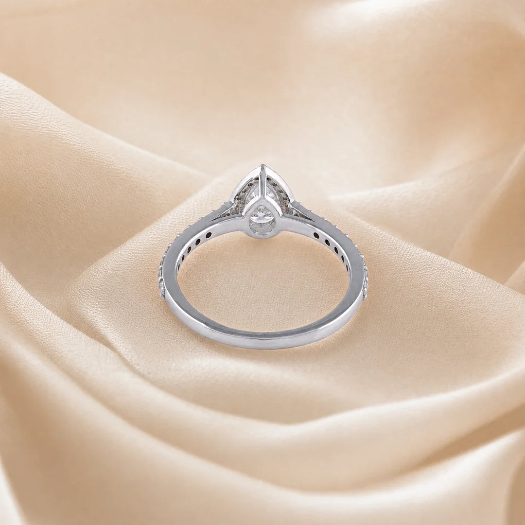 0.80 CT Pear Halo Pavé Diamond Ring
