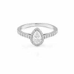 0.80 CT Pear Halo Pavé Diamond Ring