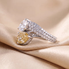 5.70 CT Pear Two-Tone Pavé Diamond Ring