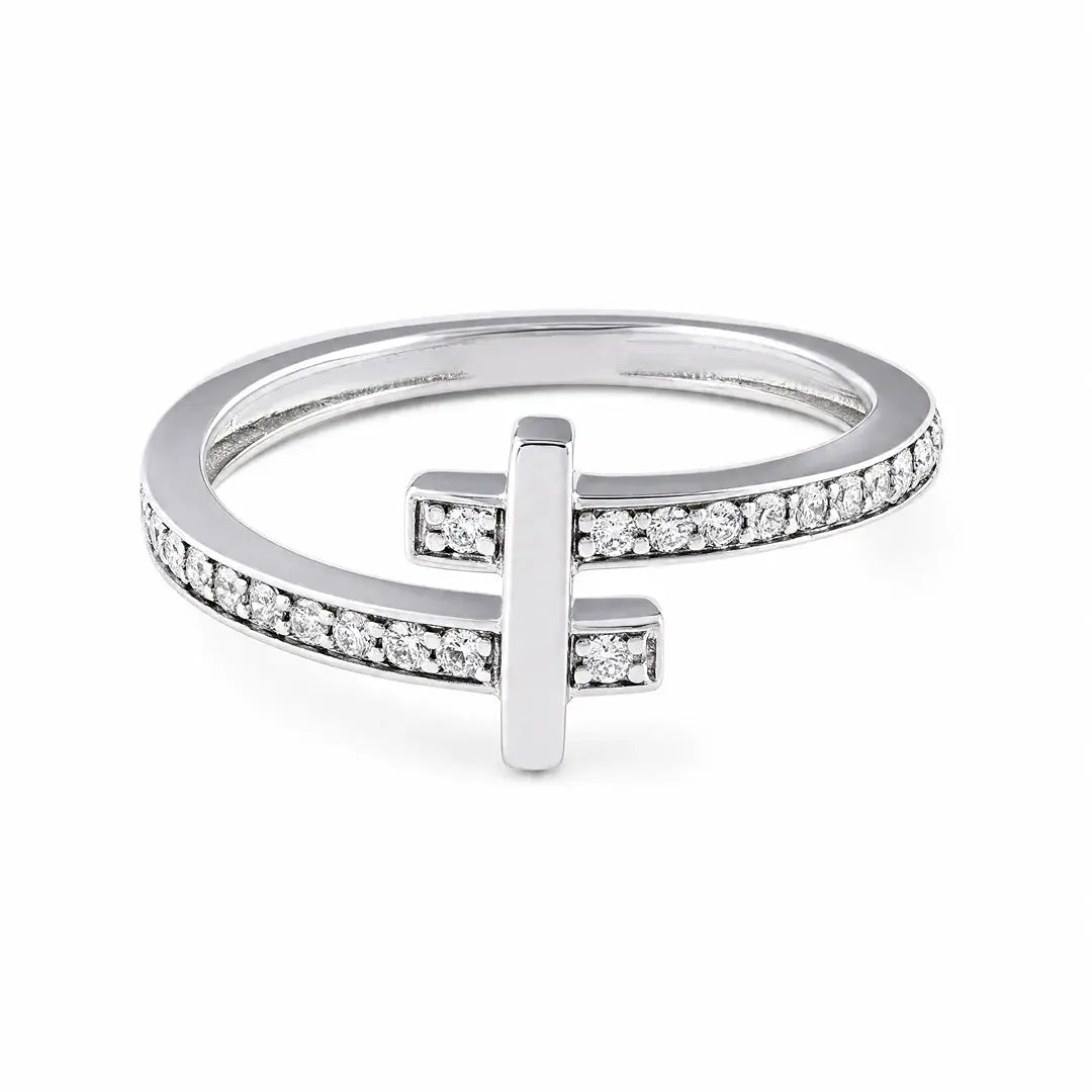 0.15 CT Round T-motif Pavé Diamond Ring