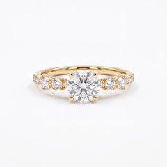 1.55 CT Solitaire Ring with Heart and Round Cut Side Diamonds