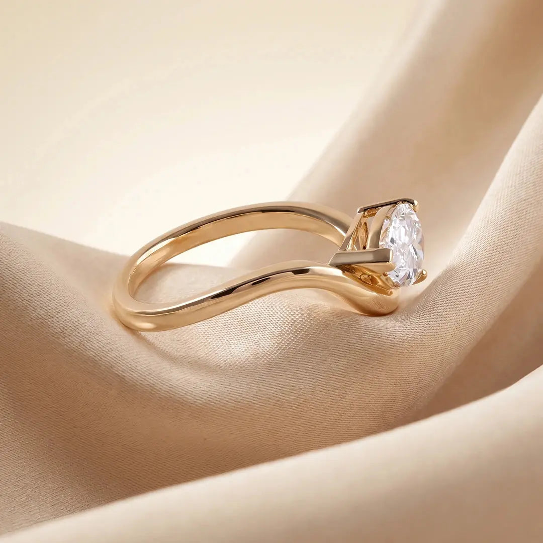 1.05 CT East West Pear Curve Diamond  Ring
