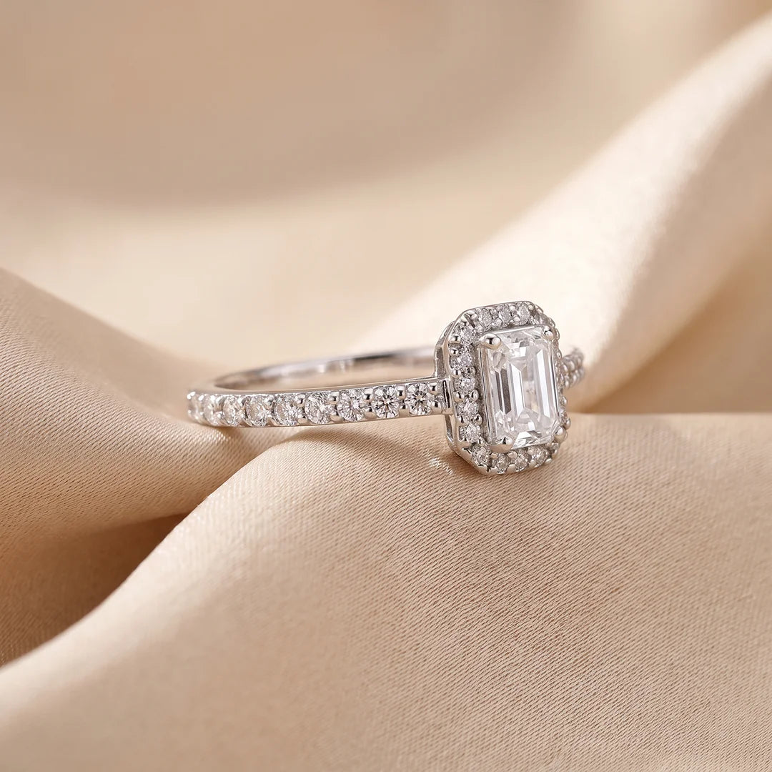 0.80 CT Radiant Halo Diamond Ring