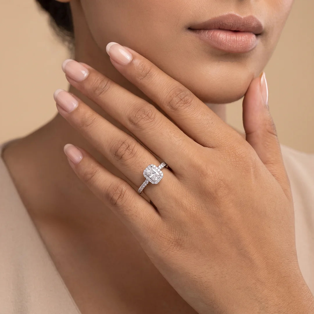 0.80 CT Radiant Halo Diamond Ring