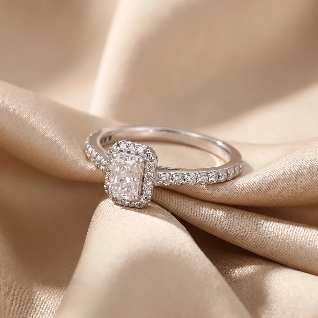 0.80 CT Radiant Halo Diamond Ring