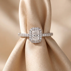 0.80 CT Radiant Halo Diamond Ring