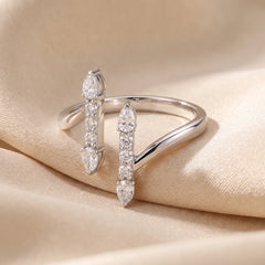 0.40 CT Pear & Round Open Cuff Diamond Ring